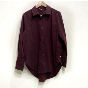 Kit and Ace Fleece/Wool Maroon Button Up Shirt Size Extra Large